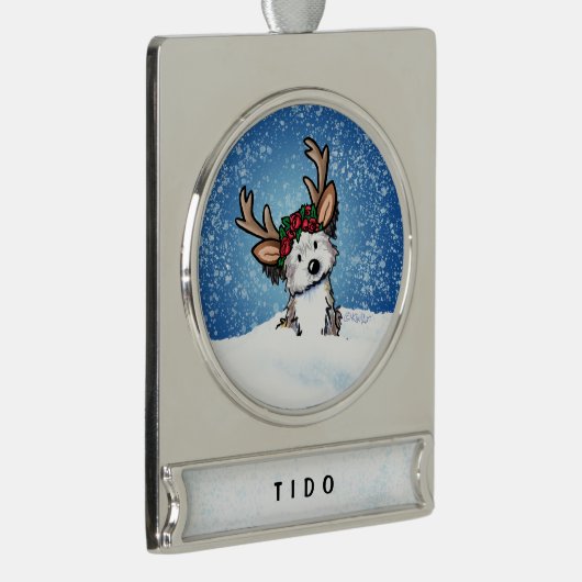 Havanese Rentier Weihnachtsdekoration Banner-Ornament Silber (Rechts)