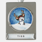 Havanese Rentier Weihnachtsdekoration Banner-Ornament Silber (Vorderseite)