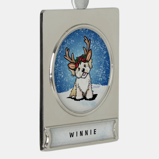 Havanese Rentier Weihnachtsdekoration Banner-Ornament Silber (Rechts)