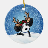 Havanese Rentier Weihnachtsdekoration Keramik Ornament (Vorne)
