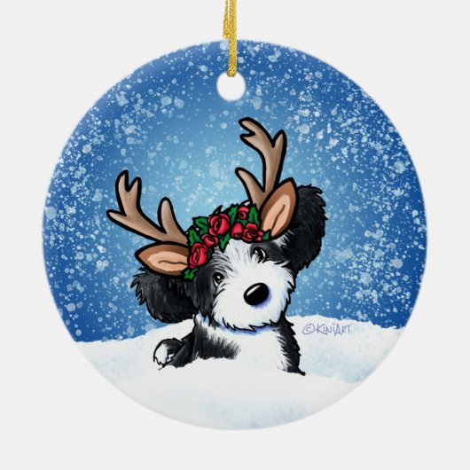 Havanese Rentier Weihnachtsdekoration Keramik Ornament (Hinten)