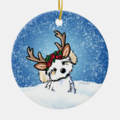 Havanese Rentier Weihnachtsdekoration Keramik Ornament (Vorne)