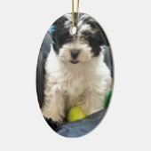 Havanese Rettungs-Welpe Schwarz-weiß Keramik Ornament (Links)