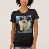 Havanese Rettungs-Welpe Schwarz-weiß T-Shirt (Vorderseite)