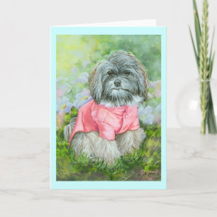 Havanese rosa Coat Art Portrait Karte