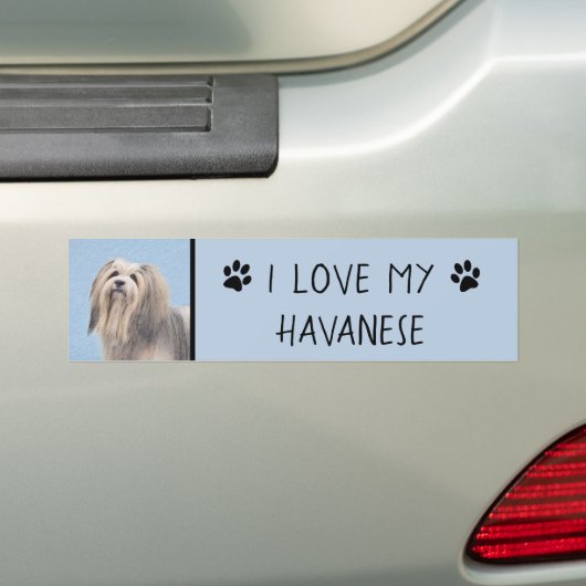 Havanese (Silber) Malerei - Niedliche Original Hun Autoaufkleber (Auf Auto)