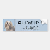 Havanese (Silber) Malerei - Niedliche Original Hun Autoaufkleber (Vorne)