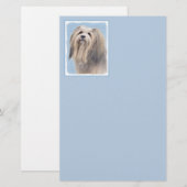 Havanese (Silber) Malerei - Niedliche Original Hun Briefpapier (Vorne/Hinten)