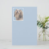Havanese (Silber) Malerei - Niedliche Original Hun Briefpapier (Stehend Vorderseite)