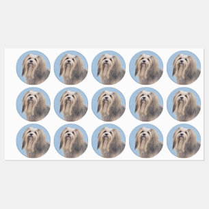 Havanese (Silber) Malerei - Niedliche Original Hun Etiketten