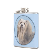 Havanese (Silber) Malerei - Niedliche Original Hun Flachmann (Links)