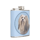 Havanese (Silber) Malerei - Niedliche Original Hun Flachmann (Rechts)