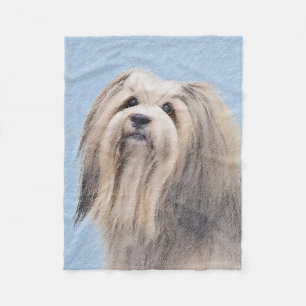 Havanese (Silber) Malerei - Niedliche Original Hun Fleecedecke
