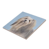 Havanese (Silber) Malerei - Niedliche Original Hun Fliese (Seite)