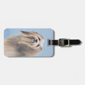 Havanese (Silber) Malerei - Niedliche Original Hun Gepäckanhänger (Vorderseite horizontal)