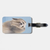 Havanese (Silber) Malerei - Niedliche Original Hun Gepäckanhänger (Rückseite horizontal)