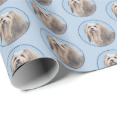 Havanese (Silber) Malerei - Niedliche Original Hun Geschenkpapier (Rolleneckpunkt)