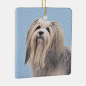 Havanese (Silber) Malerei - Niedliche Original Hun Keramikornament (Rechts)