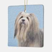 Havanese (Silber) Malerei - Niedliche Original Hun Keramikornament (Links)