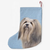 Havanese (Silber) Malerei - Niedliche Original Hun Kleiner Weihnachtsstrumpf (Rückseite)