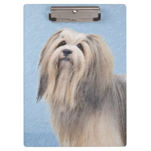 Havanese (Silber) Malerei - Niedliche Original Hun Klemmbrett