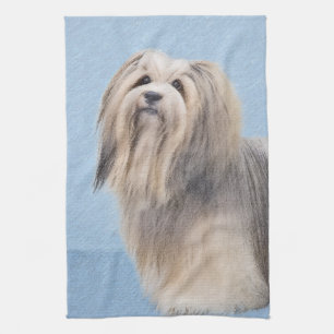 Havanese (Silber) Malerei - Niedliche Original Hun Küchentuch