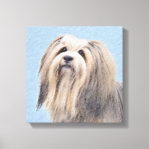 Havanese (Silber) Malerei - Niedliche Original Hun Leinwanddruck