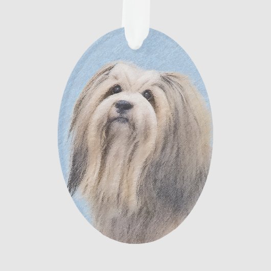 Havanese (Silber) Malerei - Niedliche Original Hun Ornament (Rückseite)