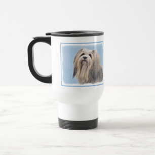 Havanese (Silber) Malerei - Niedliche Original Hun Reisebecher