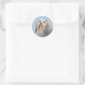 Havanese (Silber) Malerei - Niedliche Original Hun Runder Aufkleber (Tasche)