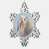 Havanese (Silber) Malerei - Niedliche Original Hun Schneeflocken Zinn-Ornament (Rechts)