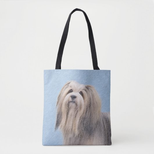 Havanese (Silber) Malerei - Niedliche Original Hun Tasche (Vorderseite)