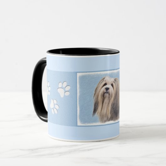 Havanese (Silber) Malerei - Niedliche Original Hun Tasse (Vorderseite Links)