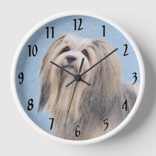 Havanese (Silber) Malerei - Niedliche Original Hun Uhr