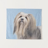 Havanese (Silber) Malerei - Niedliche Original Hun Wandteppich (Vorderseite (Horizontal))
