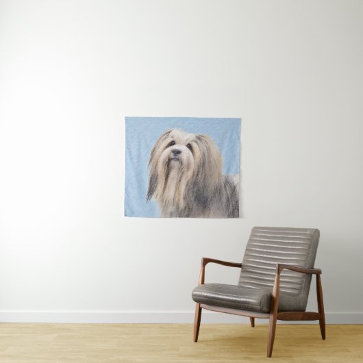Havanese (Silber) Malerei - Niedliche Original Hun Wandteppich (Beispiel (Horizontal))