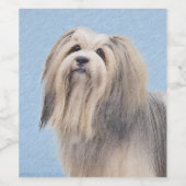 Havanese (Silber) Malerei - Niedliche Original Hun Weinetikett (Einzelnes Label)