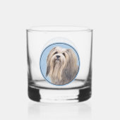 Havanese (Silber) Malerei - Niedliche Original Hun Whiskyglas (Rückseite)