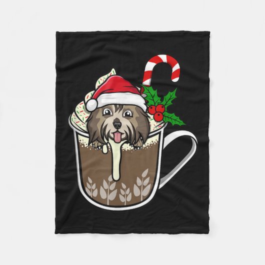 Havanese sitzt in Kakao-heiße Schokolade Christm Fleecedecke (Vorderseite)