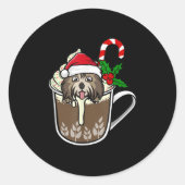 Havanese sitzt in Kakao-heiße Schokolade Christm Runder Aufkleber (Vorderseite)