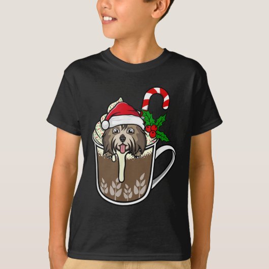 Havanese sitzt in Kakao-heiße Schokolade Christm T-Shirt (Vorderseite)