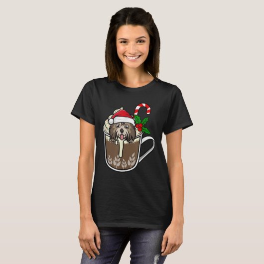 Havanese sitzt in Kakao-heiße Schokolade Christm T-Shirt (Vorne ganz)