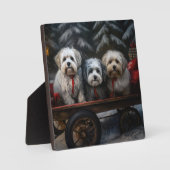 Havanese Snowy Sleigh Weihnachtsdekor Fotoplatte (Vorderseite)