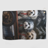 Havanese Snowy Sleigh Weihnachtsdekor Golfhandtuch (Horizontal)