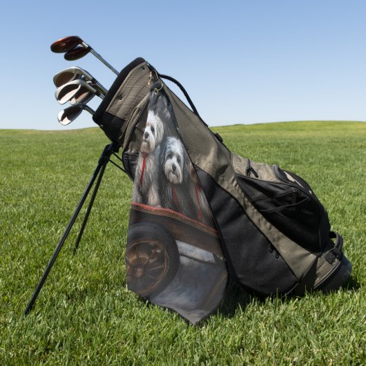 Havanese Snowy Sleigh Weihnachtsdekor Golfhandtuch (Gras)