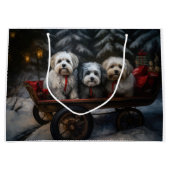 Havanese Snowy Sleigh Weihnachtsdekor Große Geschenktüte (Vorderseite)