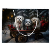 Havanese Snowy Sleigh Weihnachtsdekor Große Geschenktüte (Rückseite)