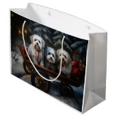 Havanese Snowy Sleigh Weihnachtsdekor Große Geschenktüte (Rückseite Schrägansicht)