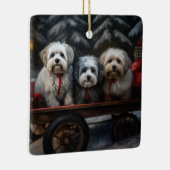 Havanese Snowy Sleigh Weihnachtsdekor Keramikornament (Rechts)