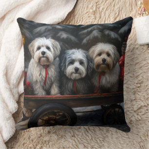 Havanese Snowy Sleigh Weihnachtsdekor Kissen